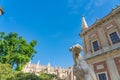 Monument of dog that looking thoughtfully into the distance at the Catedral of Seville