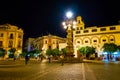 Palace on Plaza Virgen de los Reyes in Seville at night, Spain Royalty Free Stock Photo