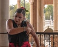 SEVILLE, SPAIN - OCTOBER 01, 2017: Young Spanish woman dancing S