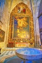 Capilla de San Antonio chapel with Murillo`s painting and Baptismal Font, Seville Cathedral, on Sept 29 in Seville, Spain