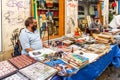 Vendor at street flea market Royalty Free Stock Photo