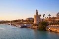 Seville sunset skyline torre del Oro in Sevilla