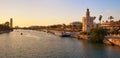 Seville sunset skyline torre del Oro in Sevilla Royalty Free Stock Photo