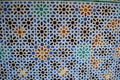 Tiled Moorish pattern details at the Royal Alcazar Seville Spain 