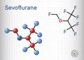 Sevoflurane, fluoromethyl molecule. It is inhalation anaesthetic, used for the general anesthesia. Structural chemical formul,
