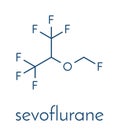 Sevoflurane inhalational anesthetic molecule. Skeletal formula.