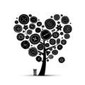 Sew with love, tree with buttons. Sketch for your design Royalty Free Stock Photo