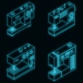 Sew machine icons set vector neon Royalty Free Stock Photo