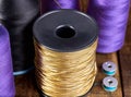 Sew seamstress group object sewing spool and bobbin Royalty Free Stock Photo
