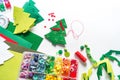 We sew a toy Christmas tree made of felt. New Year symbol Royalty Free Stock Photo