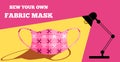 Sew your own fabric mask to prevent spread disease outbreaks from coughing or sneezing. Coronavirus theme