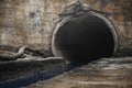 Sewage drainage pipe, sewage flows from the collector. Environmental pollution Royalty Free Stock Photo