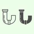 Sewage pipe line and solid icon. Drain plumbing water pipes outline style pictogram on white background. House repair