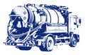 Sewage Tank truck - Sewer pumping machine - Septic truck cut out graphic concept illustration isolated on white Royalty Free Stock Photo