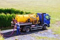 Sewage Tank truck. Sewer pumping machine. Septic truck Royalty Free Stock Photo