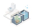 Sewage treatment diagram isometric simple Royalty Free Stock Photo