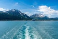 Celebrity cruise ship in Seward in Alaska as ship departs