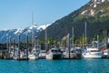 Small boats in the port of Seward in Alaska