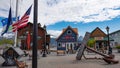 Seward, Alaska USA - April 06, 2019: waterfront seward downtown of fishermans wharf