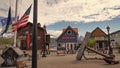 Seward, Alaska USA - April 06, 2019: waterfront seward downtown of fishermans wharf