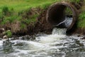 Sewer drains flow to the river