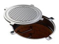 Sewer hatch with open lid manhole hole cover Royalty Free Stock Photo