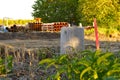 sewer orange pvc pipes stacked on construction site. Royalty Free Stock Photo