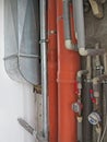 Sewer pipes orange and grey. Royalty Free Stock Photo