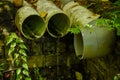 Sewerage pipes located at the forest at the tropical island