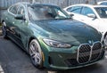 Sewickley, Pennsylvania, USA March 5, 2023 A new, green BMW sedan for sale at a dealership