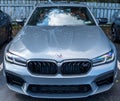 Sewickley, Pennsylvania, USA March 5, 2023 A new, silver BMW sedan for sale at a dealership