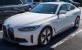Sewickley, Pennsylvania, USA March 5, 2023 A new, white BMW sedan for sale at a dealership