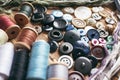 Sewing accessories - threads, buttons, zippers. Sewing Studio.