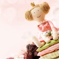Sewing Accessory Background with Doll Royalty Free Stock Photo