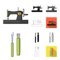 Sewing, atelier cartoon,black,flat,monochrome,outline icons in set collection for design. Tool kit vector symbol stock Royalty Free Stock Photo