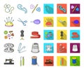 Sewing, atelier cartoon,flat icons in set collection for design. Tool kit vector symbol stock web illustration. Royalty Free Stock Photo