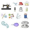 Sewing, atelier cartoon icons in set collection for design. Tool kit vector symbol stock web illustration. Royalty Free Stock Photo