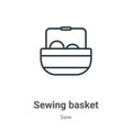 Sewing basket outline vector icon. Thin line black sewing basket icon, flat vector simple element illustration from editable sew Royalty Free Stock Photo