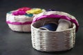 Sewing baskets handcraft of Mexico City with many colors