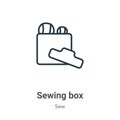 Sewing box outline vector icon. Thin line black sewing box icon, flat vector simple element illustration from editable sew concept Royalty Free Stock Photo