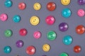Sewing buttons composition. Needlework concept background. Flat lay Royalty Free Stock Photo