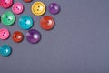 Sewing buttons composition. Needlework concept background. Flat lay Royalty Free Stock Photo