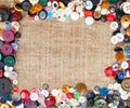 Sewing Buttons Framing Fabric Background Royalty Free Stock Photo