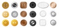 Sewing buttons. Gold silver metal bronze copper cloth rivets, craft needlwork clothing accessories various shapes