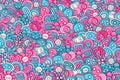 Sewing buttons handmade craft concept. 3d cartoon doodle background design. Royalty Free Stock Photo