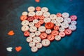 Sewing buttons in the shape of a heart Royalty Free Stock Photo