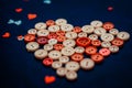 Sewing buttons in the shape of a heart Royalty Free Stock Photo