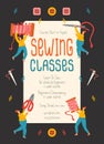 Sewing classes promo poster template