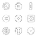 Sewing clothes button icon set, outline style