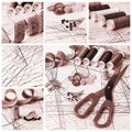 Sewing collage Royalty Free Stock Photo